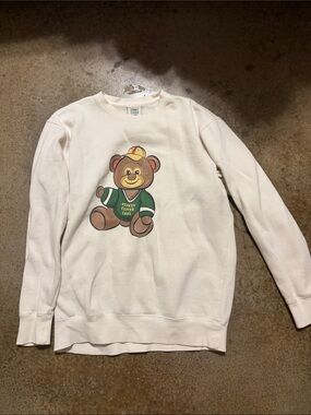 Stoney Clover Lane Cream Crewneck with Bear Graphic in Green and Brown